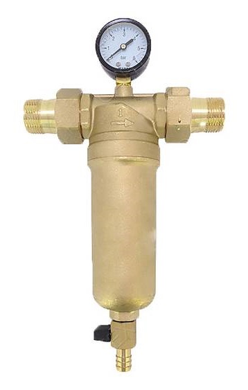 Фильтр промывной TIM JH-3001, 1", с манометром, металлический корпус