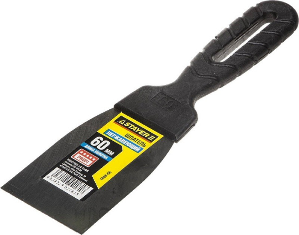 Шпатель STAYER "PROFESSIONAL", нерж. полотно, с пластм. ручкой, 60мм 